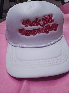 F*ck Off Respectfully White Cap with Pink Embroidered Zenana NEW